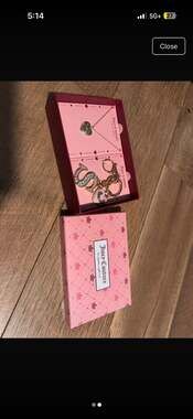 JuicyCouture Gift Set-Heart Necklace &Rhinestone InitialLetter S & HeartKeychain
